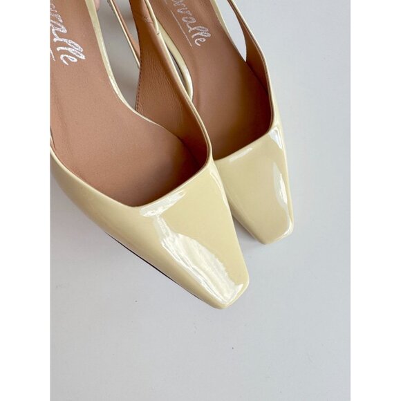 L'INTERVALLE Kowloon Light Yellow Patent Square Toe Slingback Heels, Size 36 - Picture 6 of 15